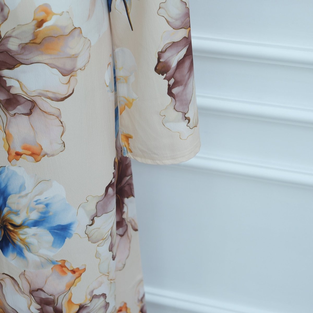 Floral Print Abaya with Bell Sleeves(MA332)