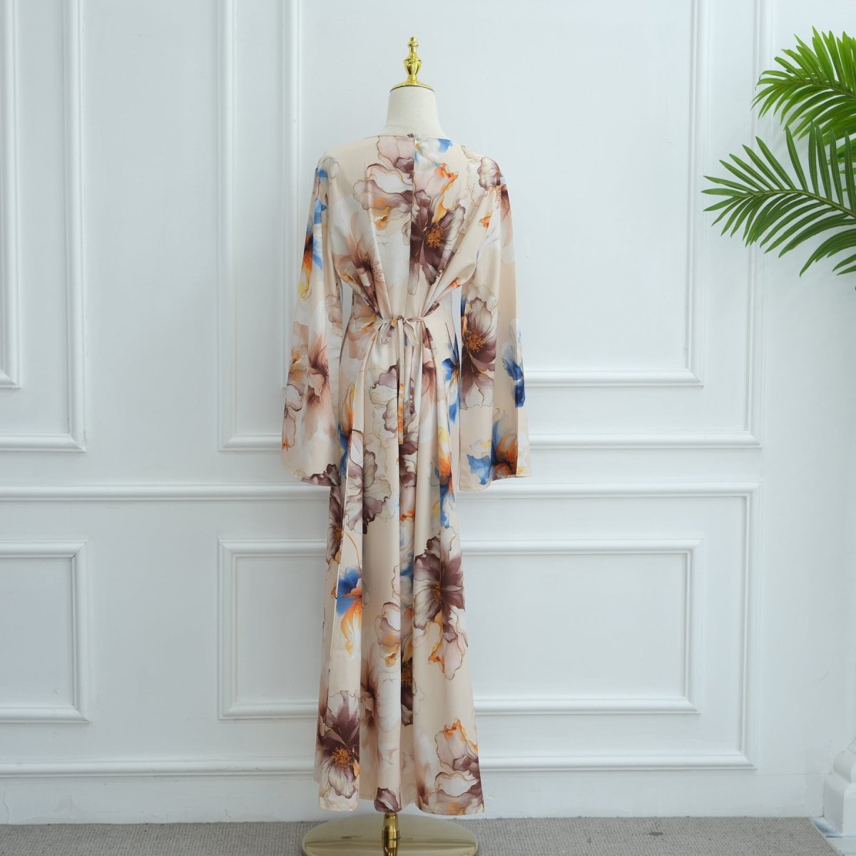 Floral Print Abaya with Bell Sleeves(MA332)