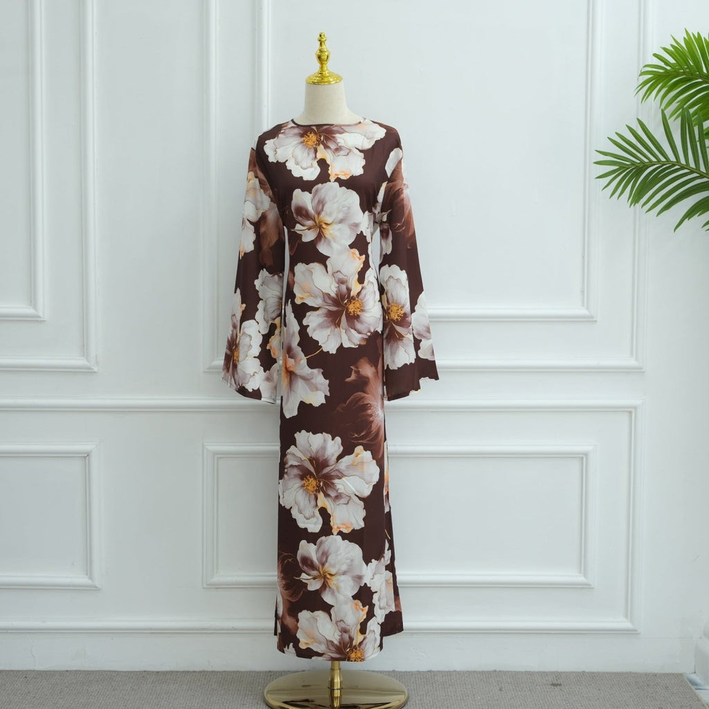 Floral Print Abaya with Bell Sleeves(MA332)