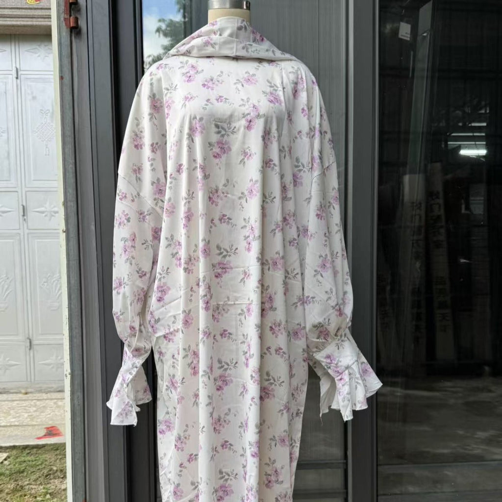 Floral Print Abaya with Matching Hijab (MA413)
