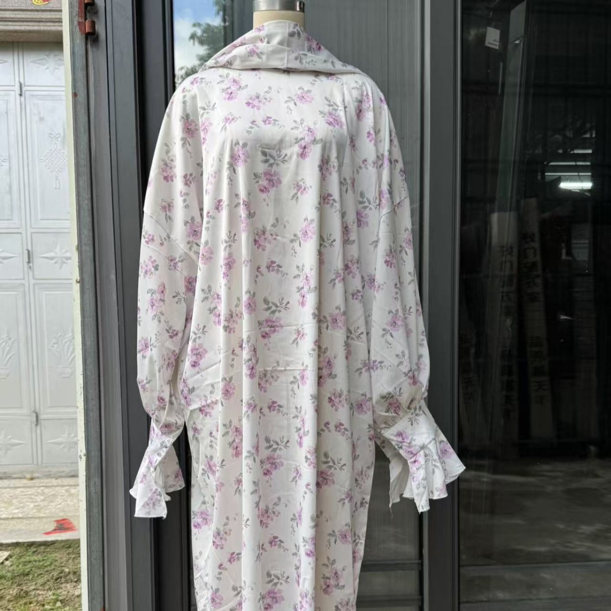 Floral Print Abaya with Matching Hijab (MA413)