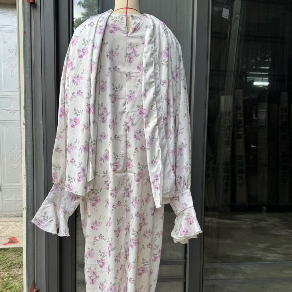 Floral Print Abaya with Matching Hijab (MA413)