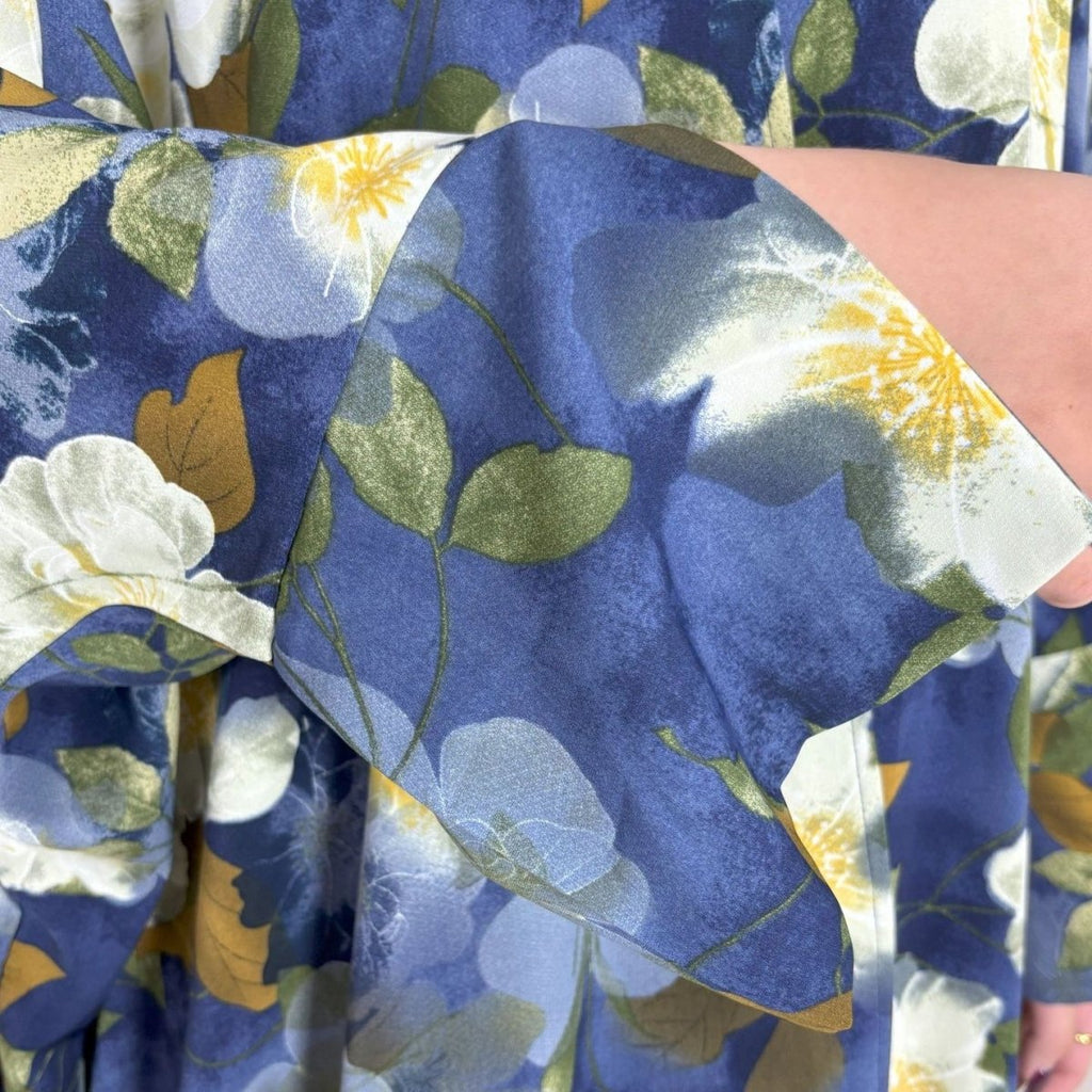 Floral Print Butterfly Sleeve Abaya Set | Resort Style Open-Front Cardigan(MOA256)