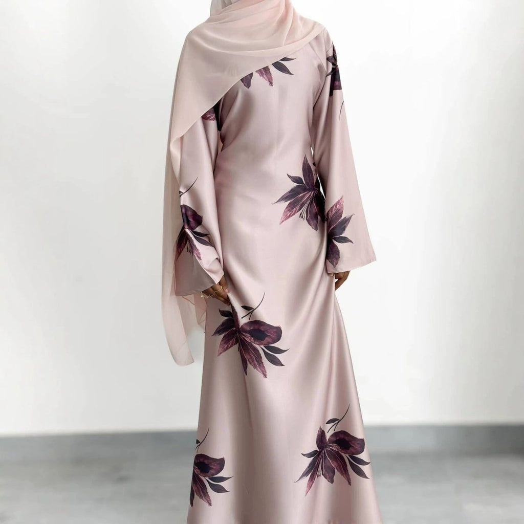 Floral Print Maxi Dress with Cape Sleeves(MS440)