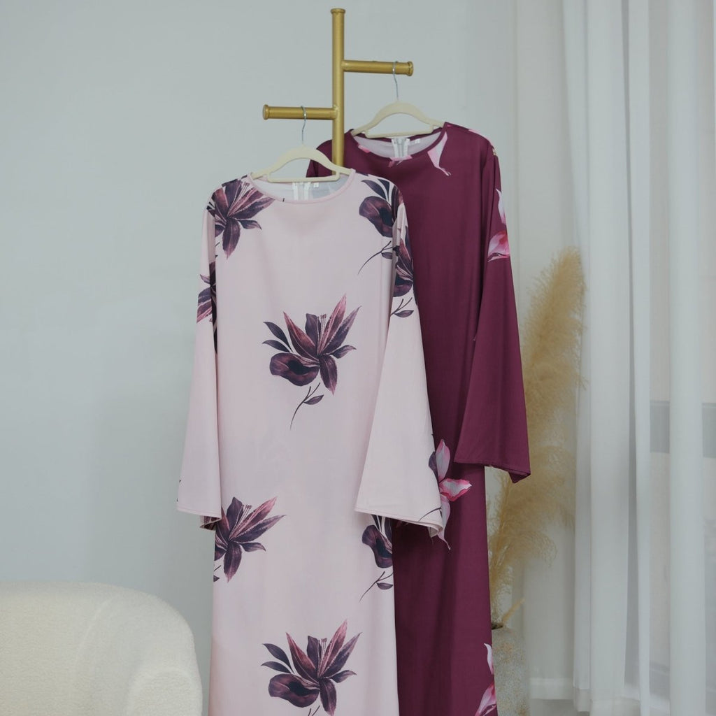 Floral Print Maxi Dress with Cape Sleeves(MS440)