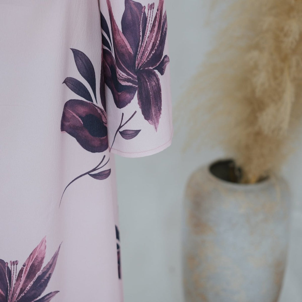 Floral Print Maxi Dress with Cape Sleeves(MS440)