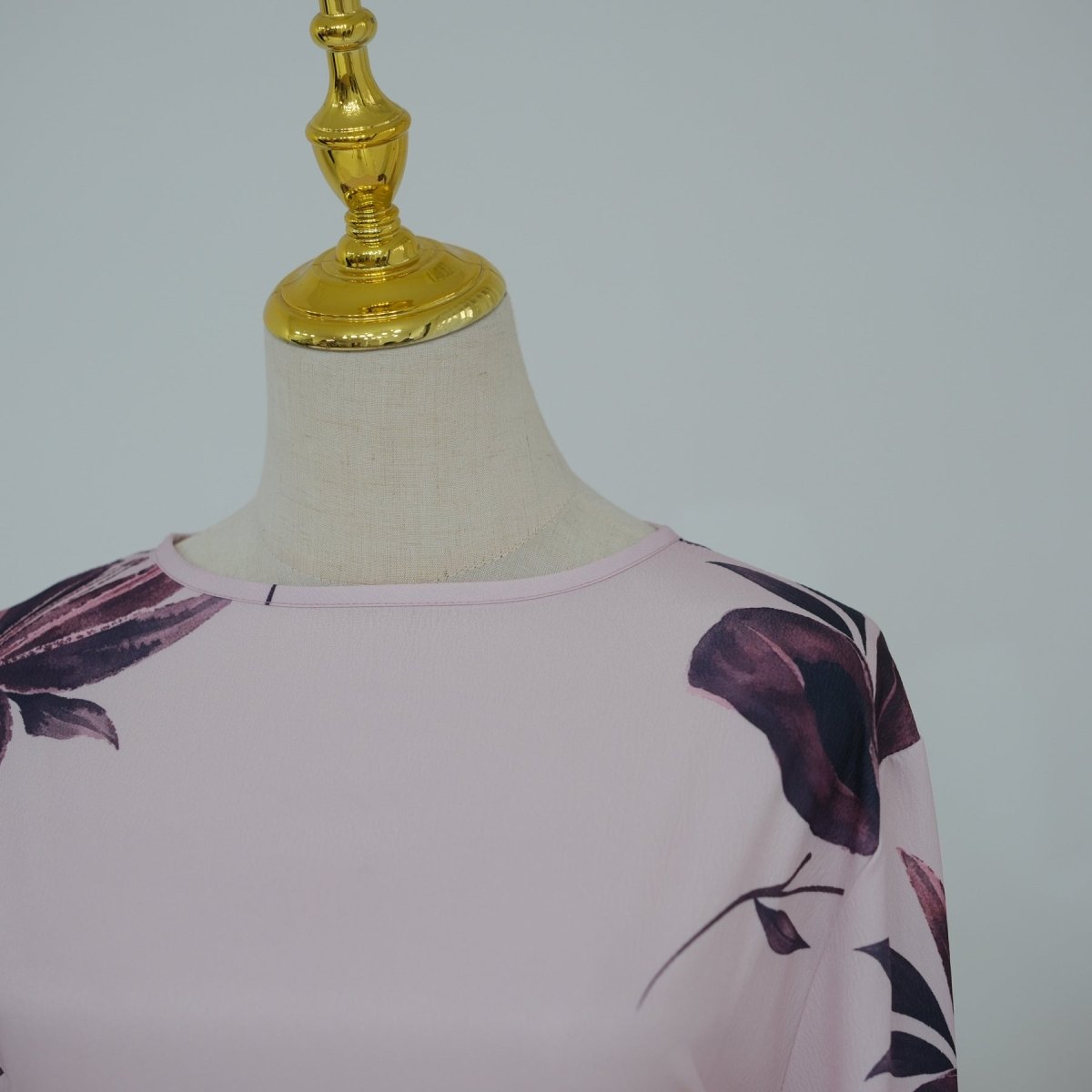 Floral Print Maxi Dress with Cape Sleeves(MS440)