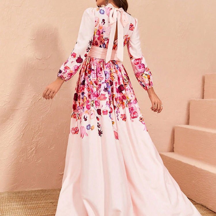 Floral Print Maxi Dress with Front Slit(MS366)
