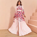 Floral Print Maxi Dress with Front Slit(MS366)