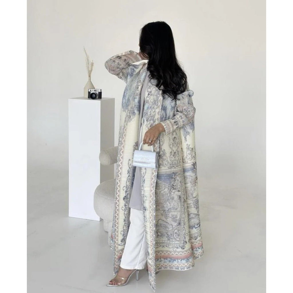 Floral Print Muslim Trench Coat - Modest Commuter Jacket Cape Robe(MOA212)
