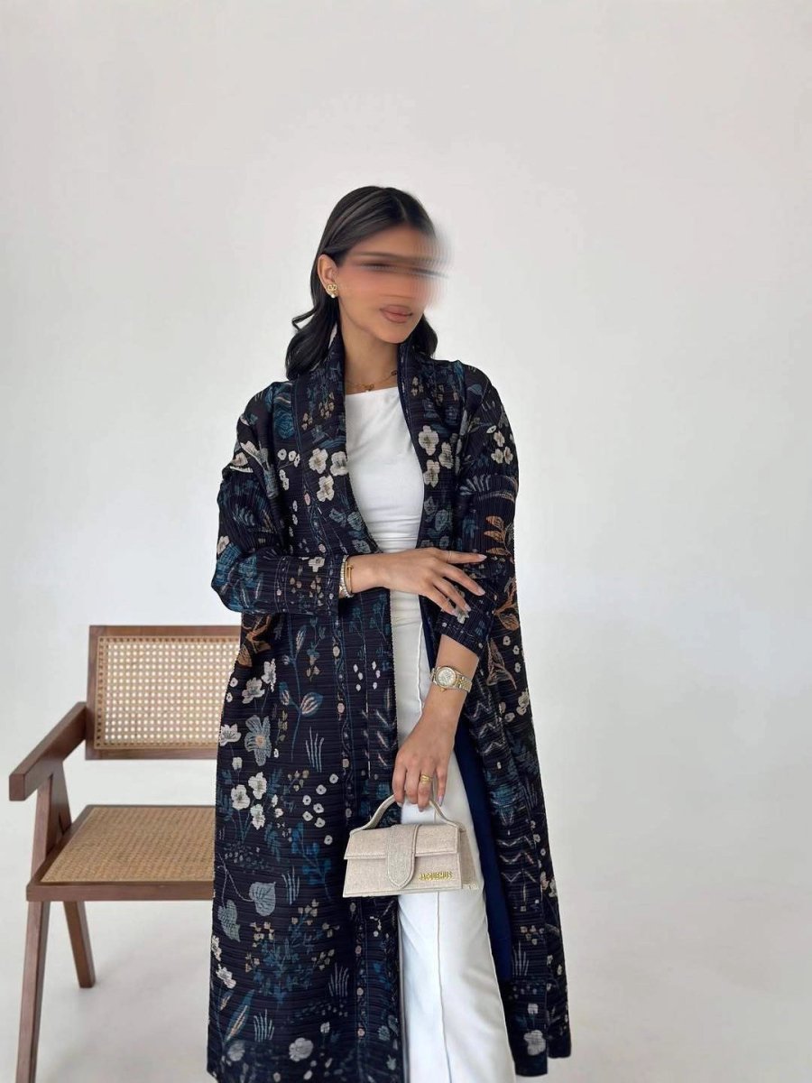 Floral Print Muslim Trench Coat - Modest Commuter Jacket Cape Robe(MOA212)