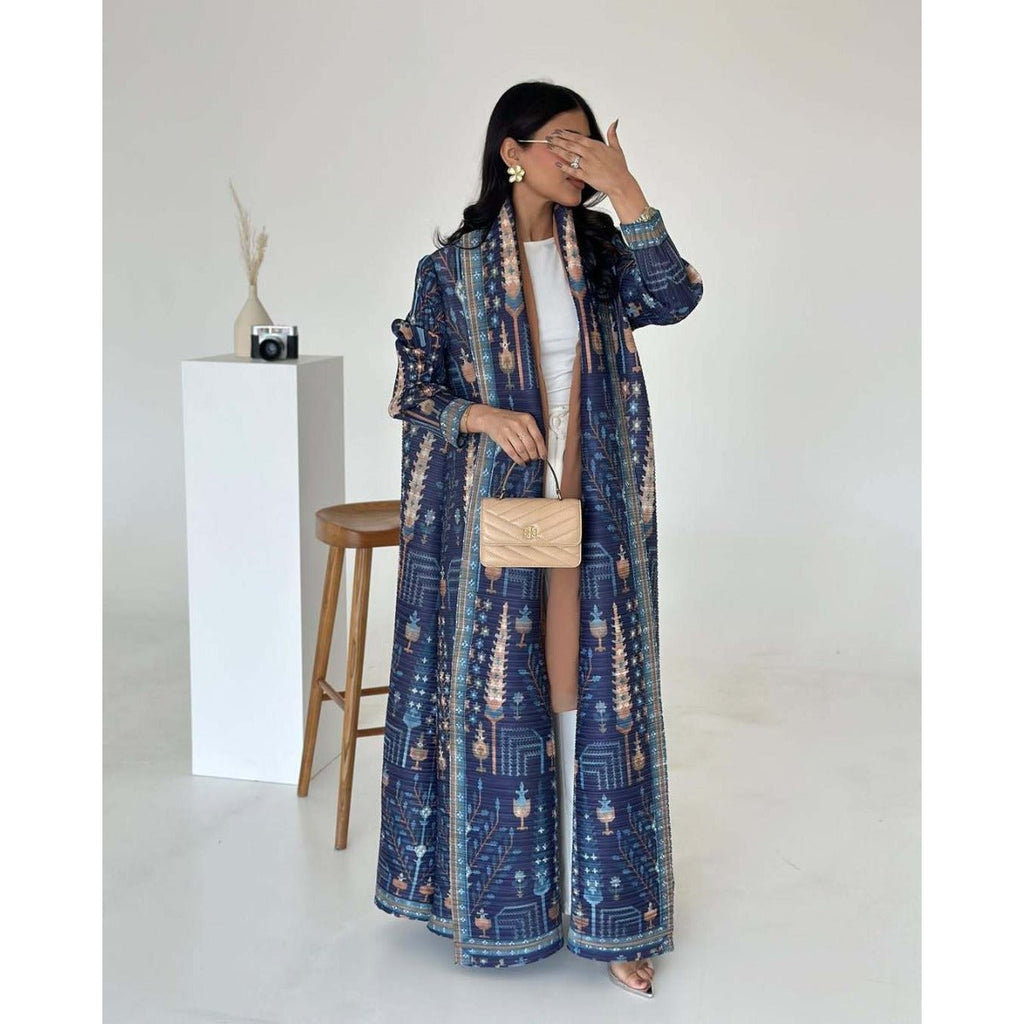 Floral Print Muslim Trench Coat - Modest Commuter Jacket Cape Robe(MOA212)