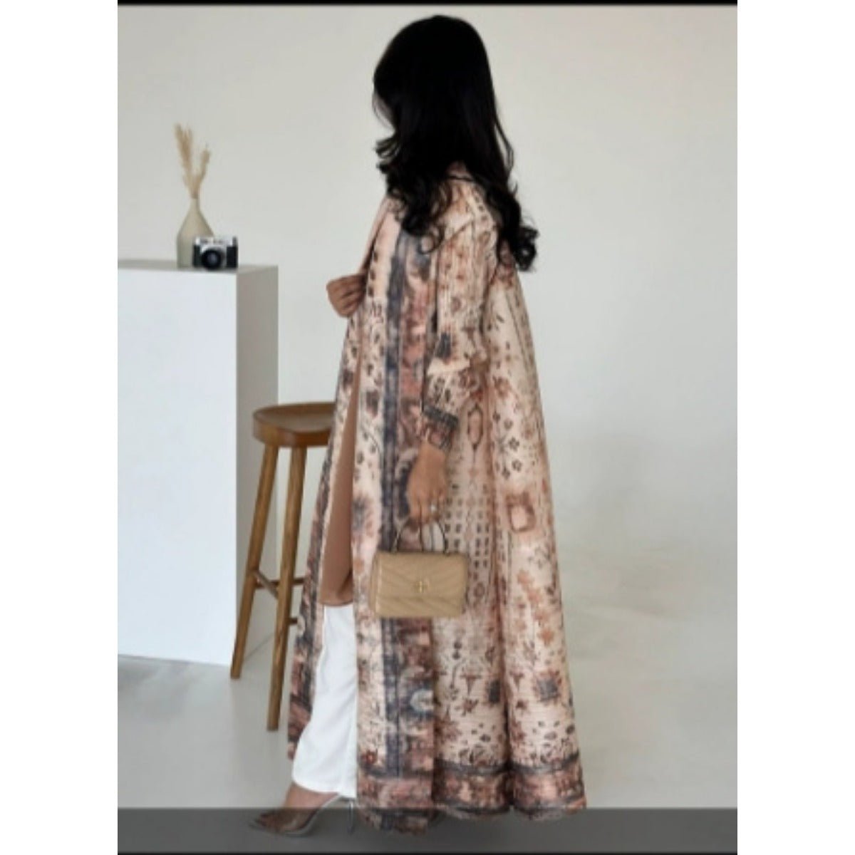 Floral Print Muslim Trench Coat - Modest Commuter Jacket Cape Robe(MOA212)