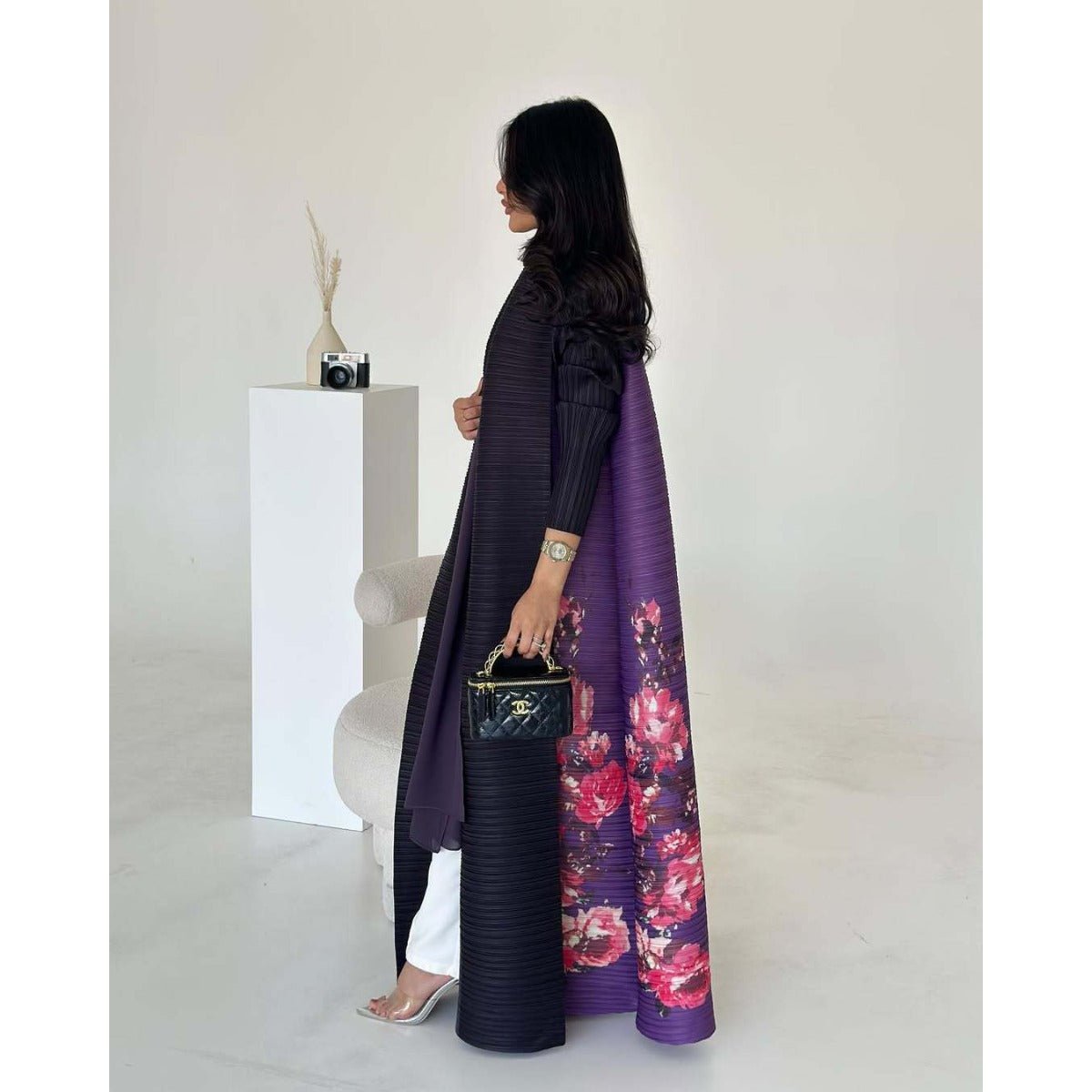 Floral Print Muslim Trench Coat - Modest Commuter Jacket Cape Robe(MOA212)