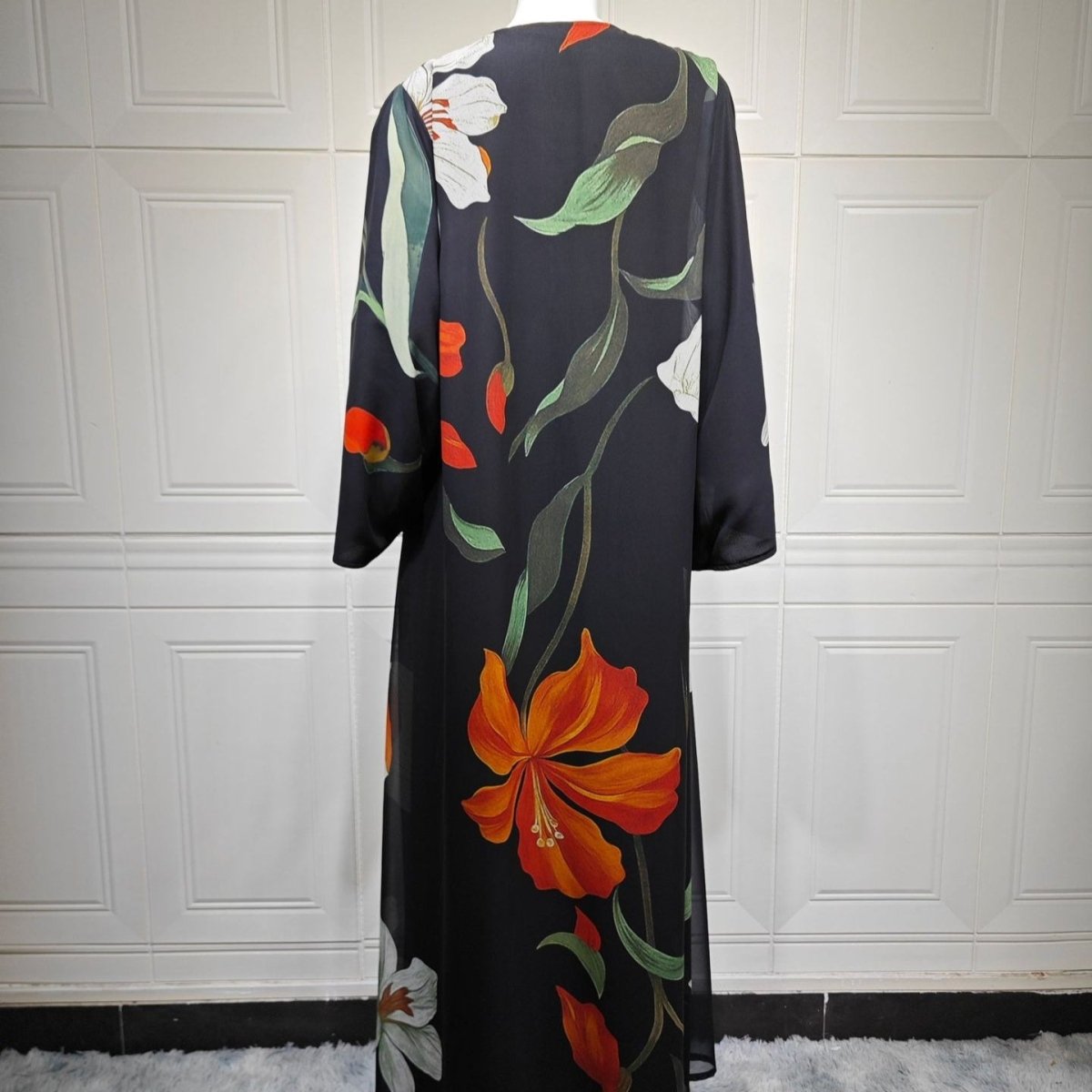 Floral Print Open Abaya with Matching Hijab (MOA287)