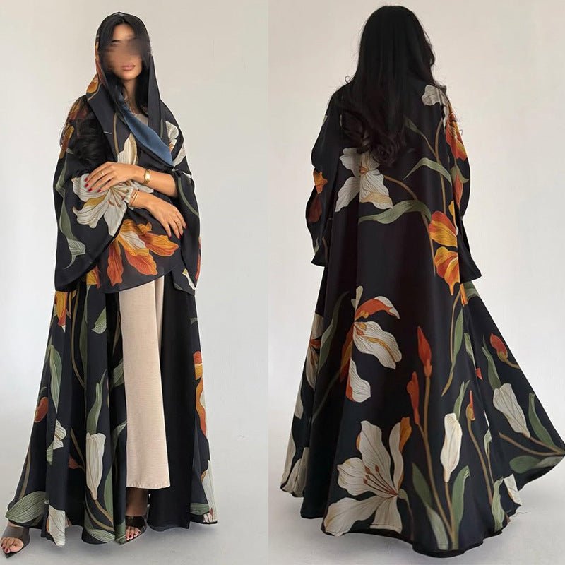 Floral Print Open Abaya with Matching Hijab (MOA287)