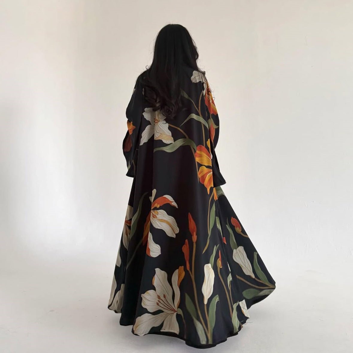 Floral Print Open Abaya with Matching Hijab (MOA287)