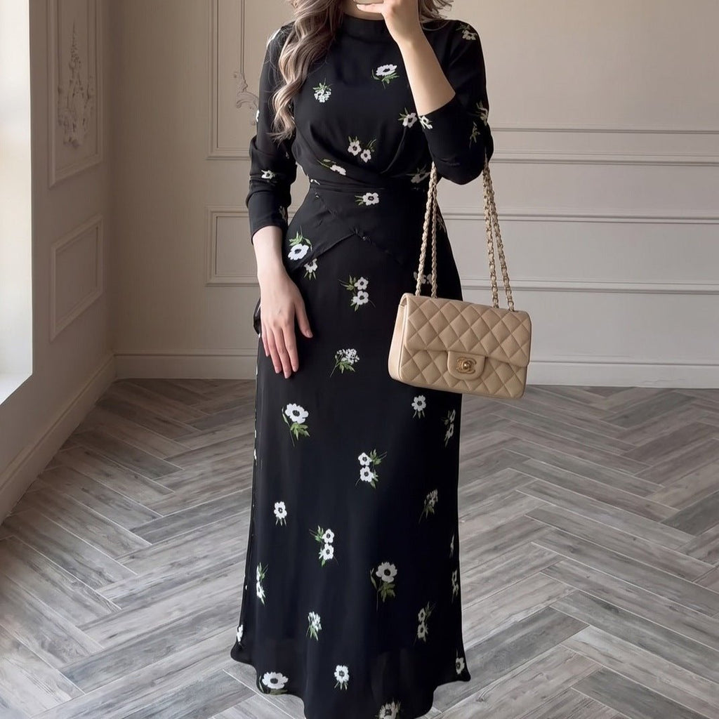 Floral Print Twist-Front Midi Dress(MS463)