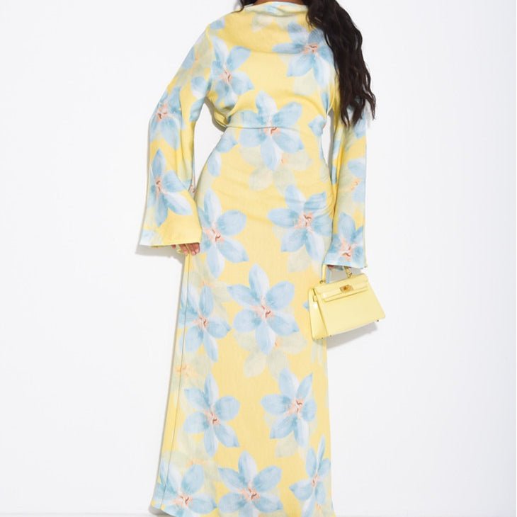 Floral Print Washed Crinkle Maxi Dress(MS437)