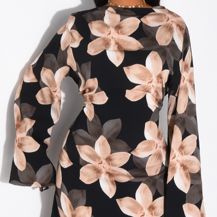 Floral Print Washed Crinkle Maxi Dress(MS437)