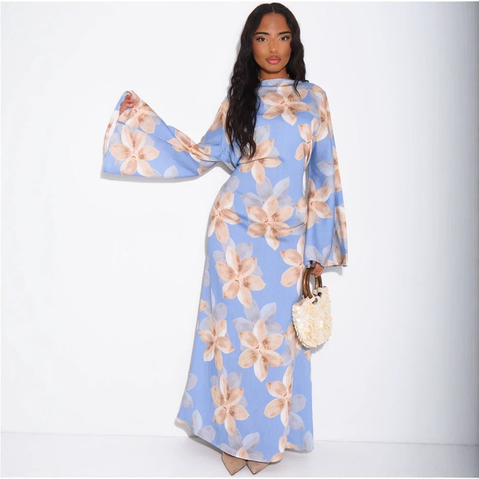 Floral Print Washed Crinkle Maxi Dress(MS437)
