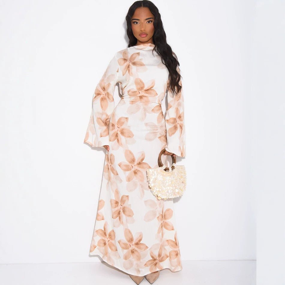 Floral Print Washed Crinkle Maxi Dress(MS437)