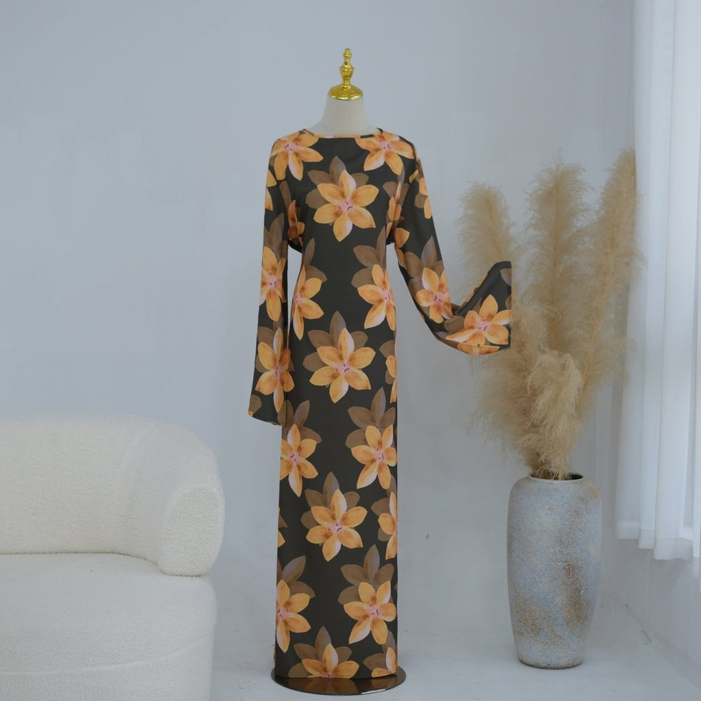 Floral Print Washed Crinkle Maxi Dress(MS437)