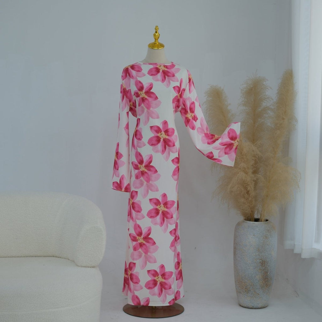 Floral Print Washed Crinkle Maxi Dress(MS437)