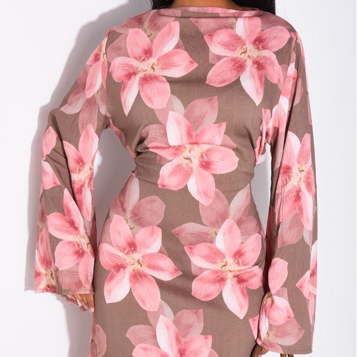 Floral Print Washed Crinkle Maxi Dress(MS437)