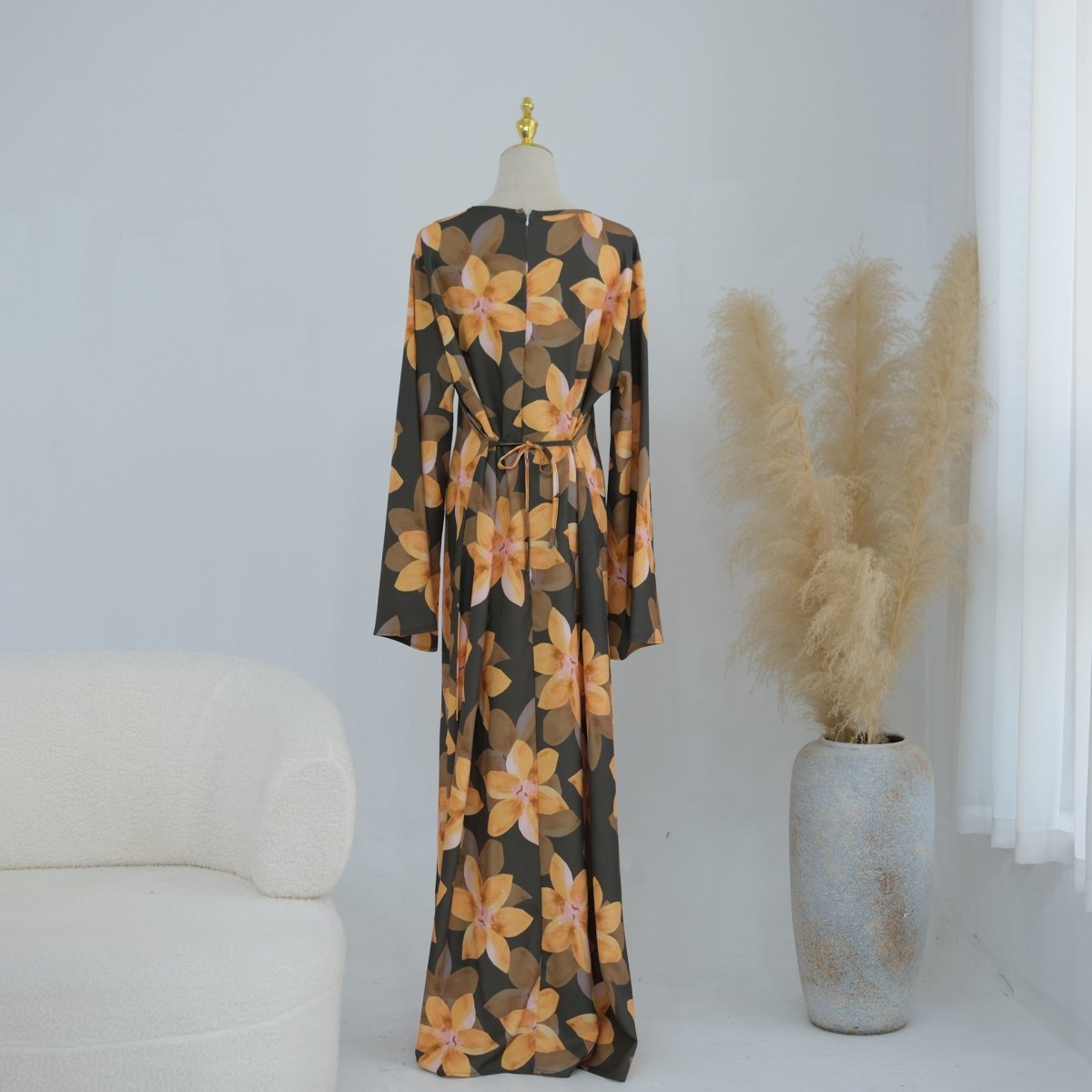 Floral Print Washed Crinkle Maxi Dress(MS437)