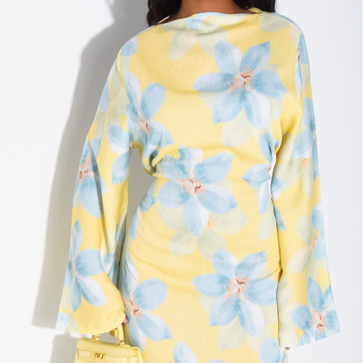 Floral Print Washed Crinkle Maxi Dress(MS437)