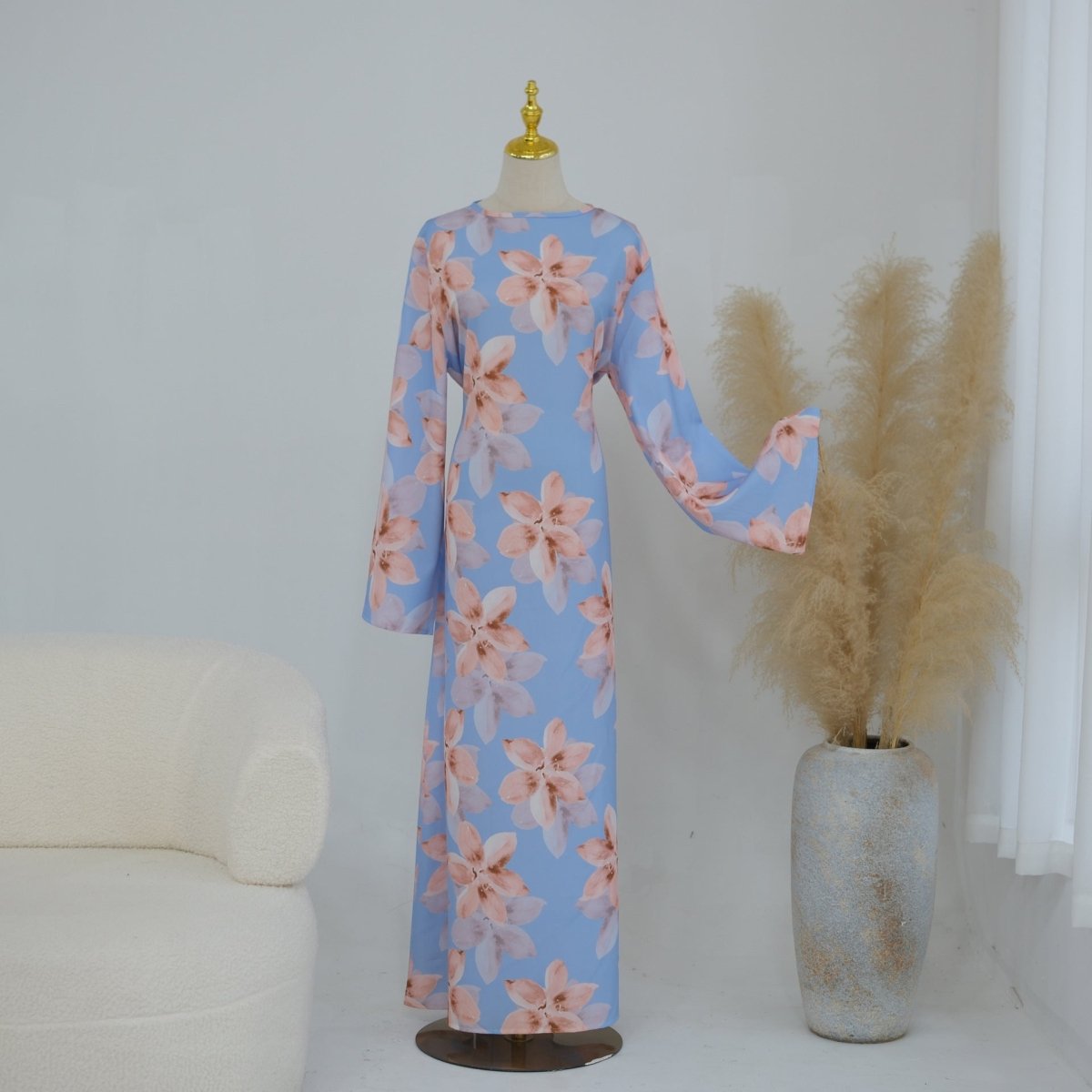 Floral Print Washed Crinkle Maxi Dress(MS437)
