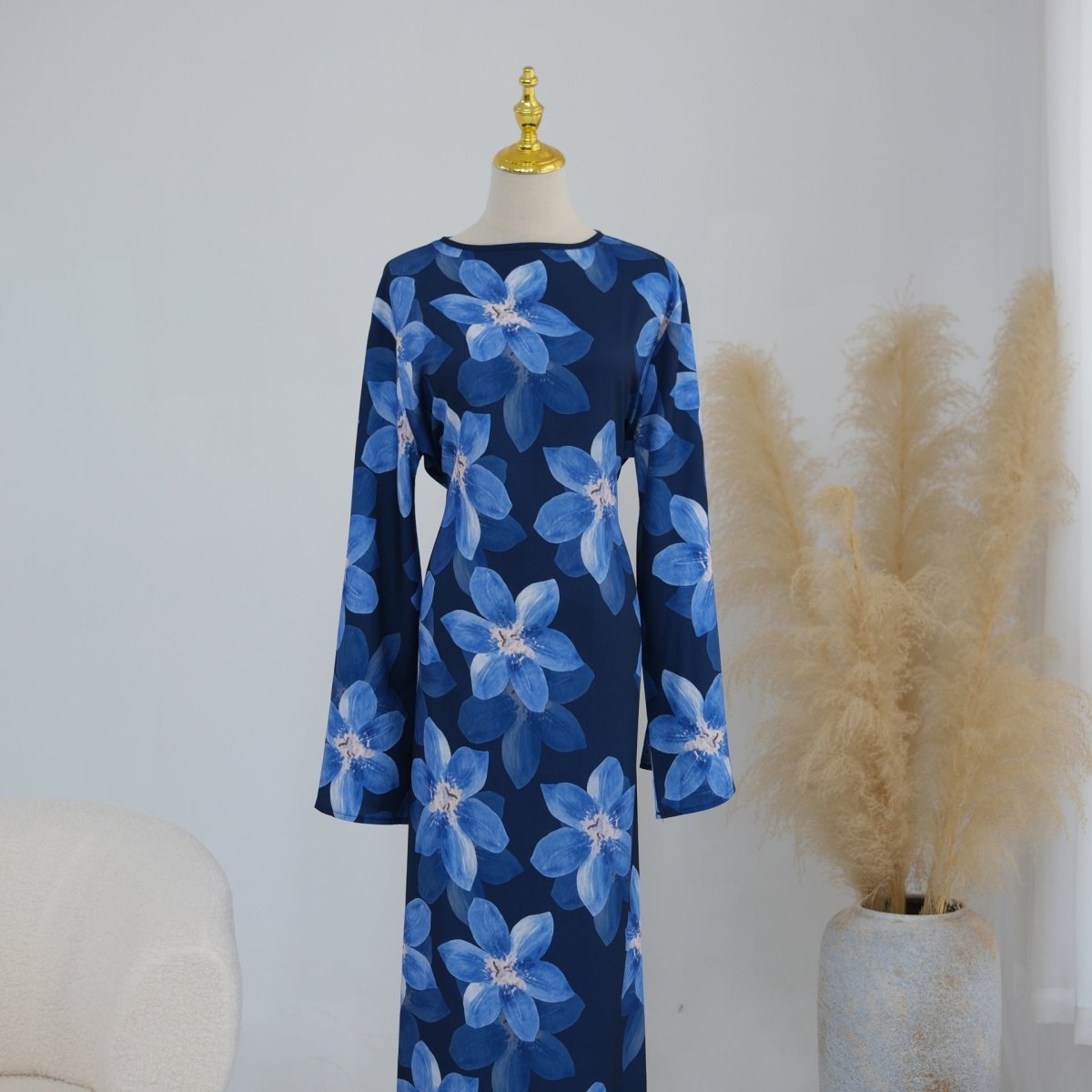 Floral Print Washed Crinkle Maxi Dress(MS437)