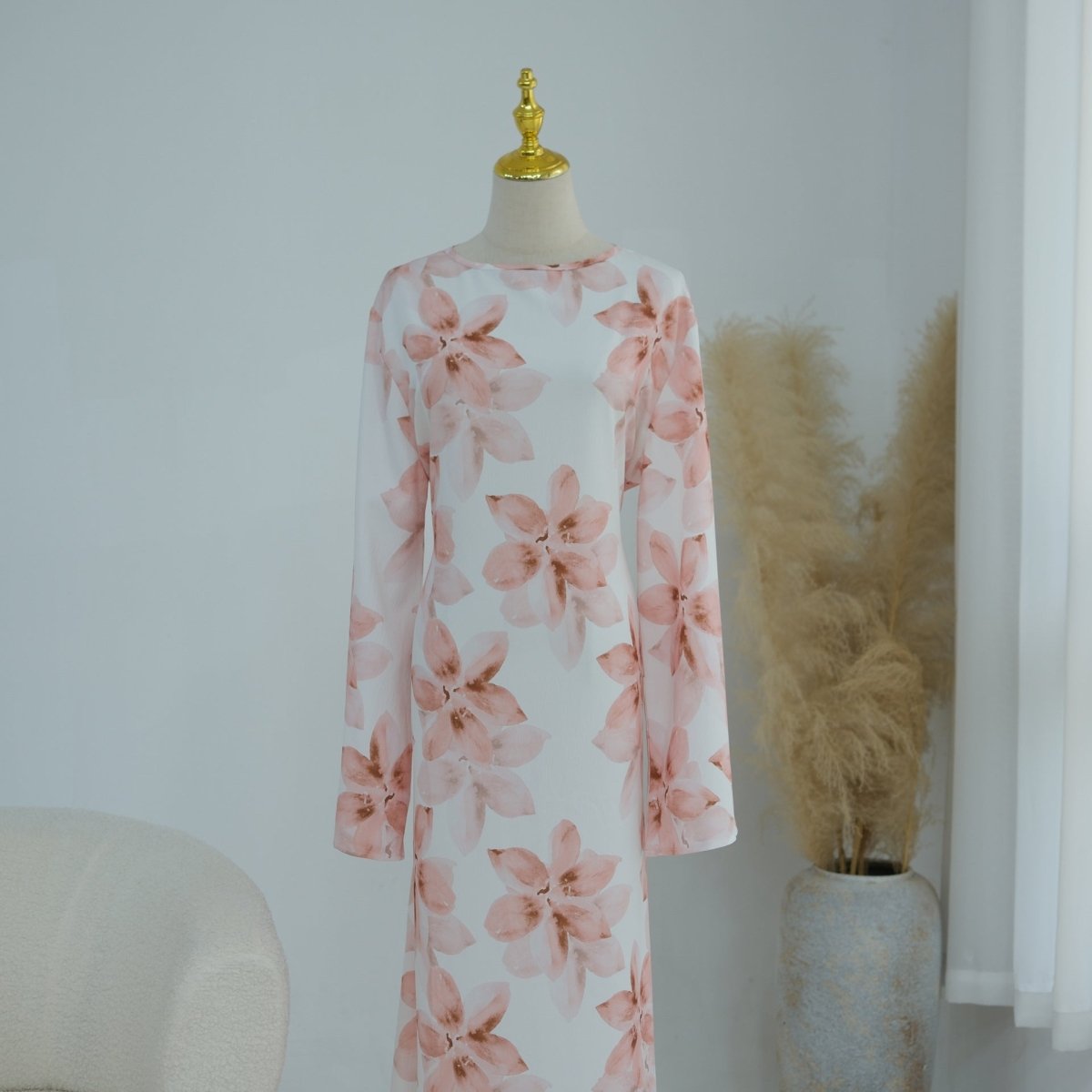 Floral Print Washed Crinkle Maxi Dress(MS437)
