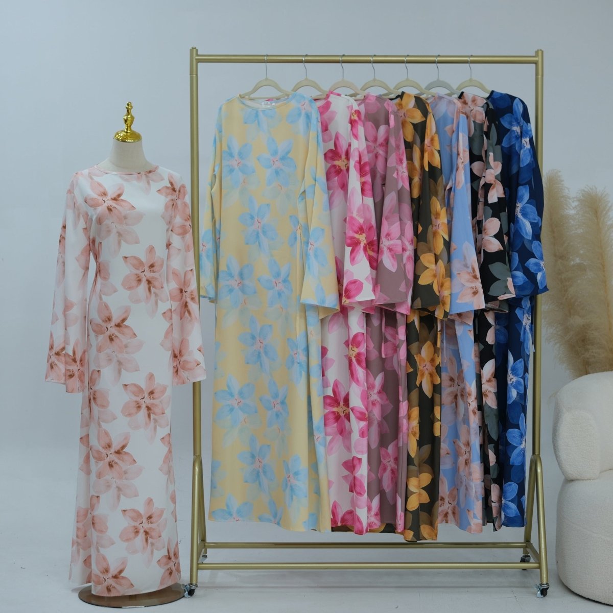 Floral Print Washed Crinkle Maxi Dress(MS437)