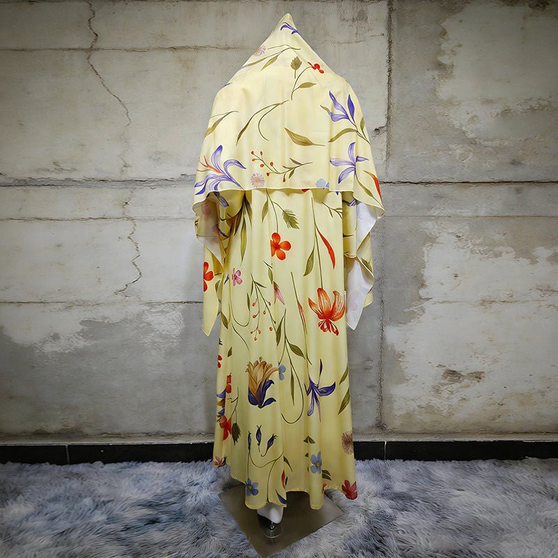 Floral Printed Oversized Abaya with Hijab (MOA297)