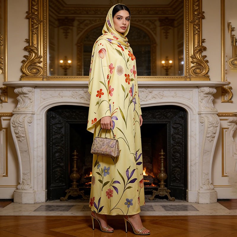 Floral Printed Oversized Abaya with Hijab (MOA297)