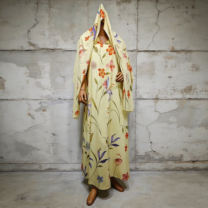 Floral Printed Oversized Abaya with Hijab (MOA297)