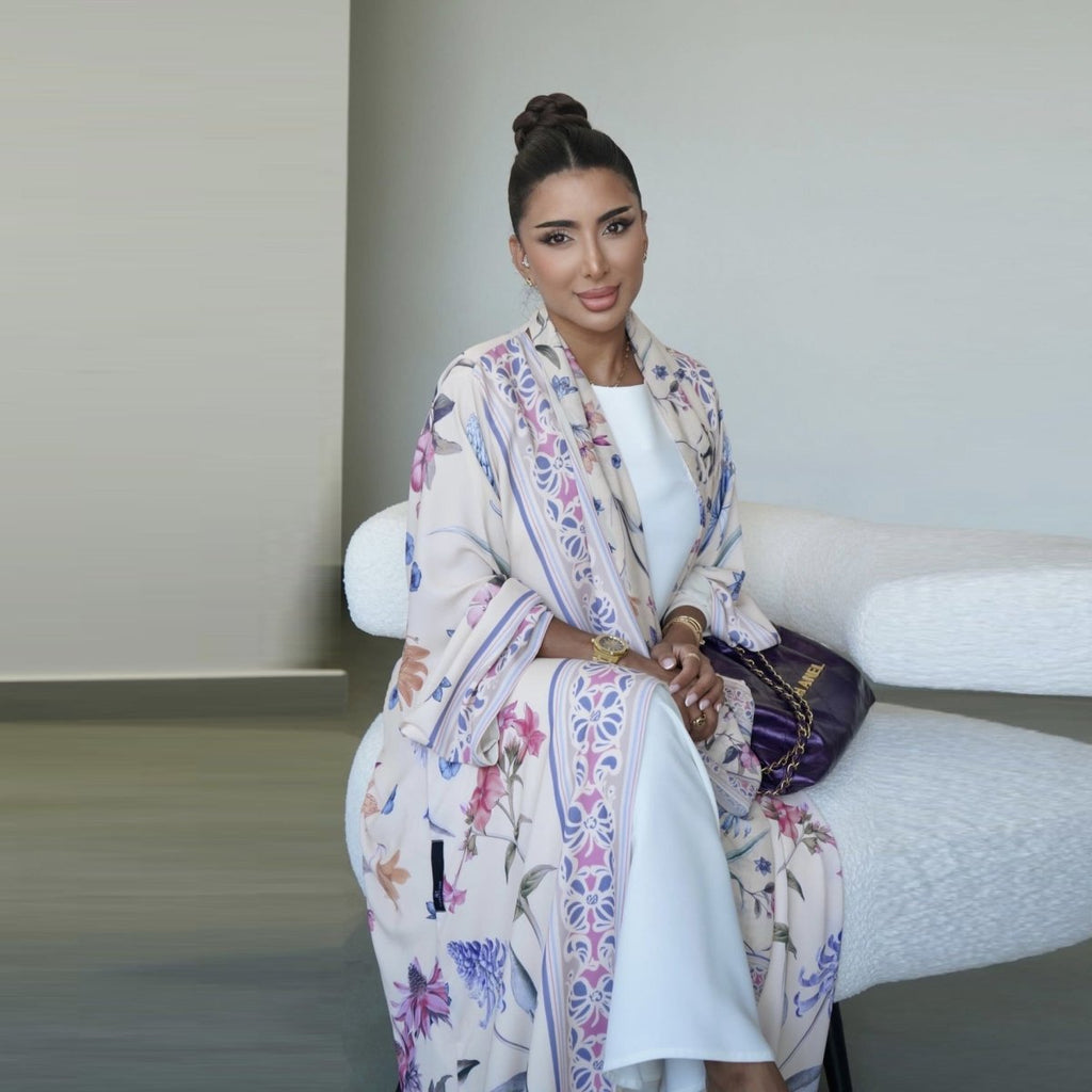 Floral Printed Abaya Set with Hijab (MOA267)