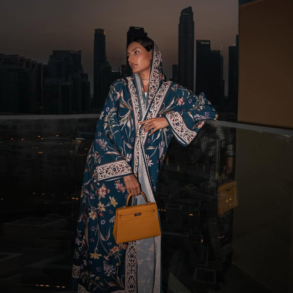 Floral Printed Abaya Set with Hijab (MOA267)