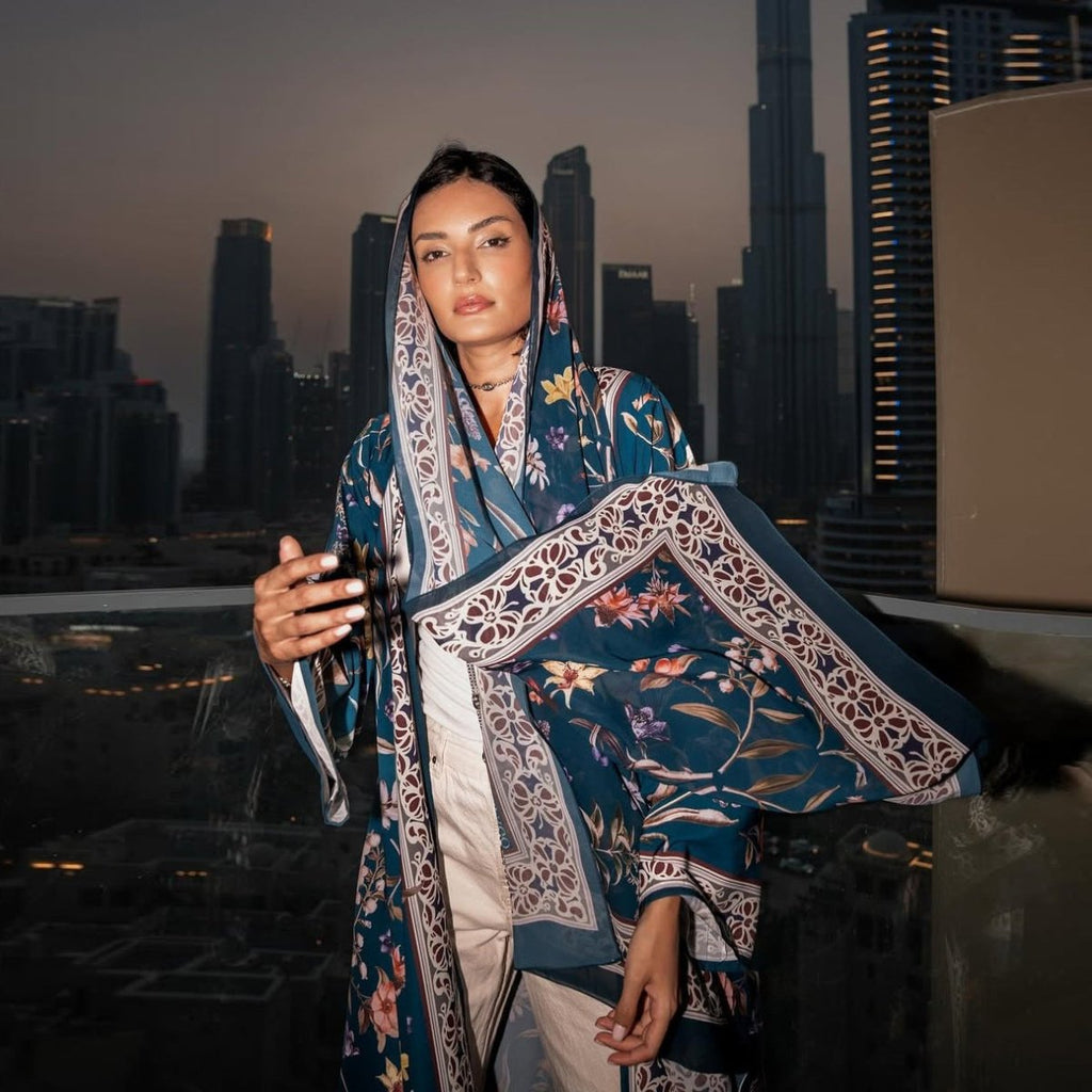 Floral Printed Abaya Set with Hijab (MOA267)