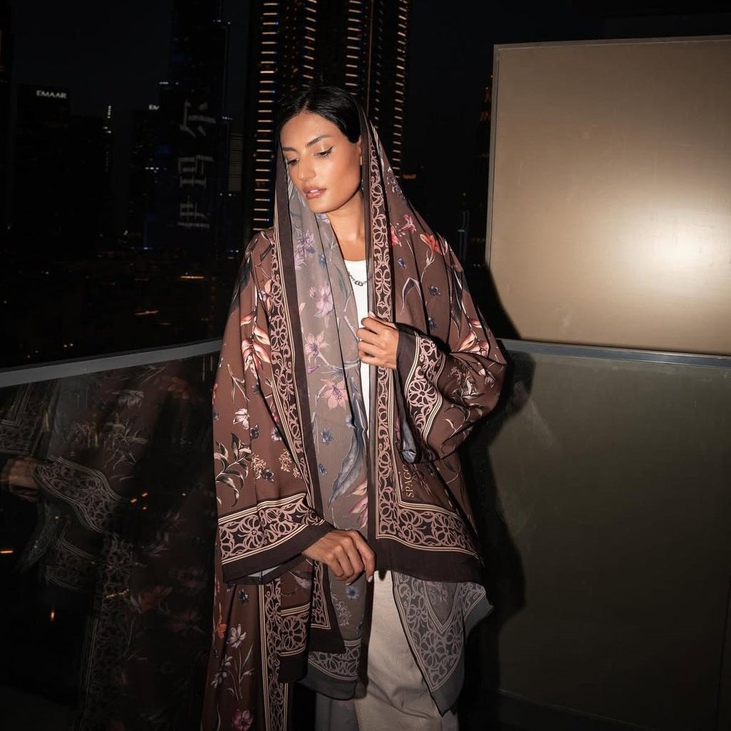 Floral Printed Abaya Set with Hijab (MOA267)
