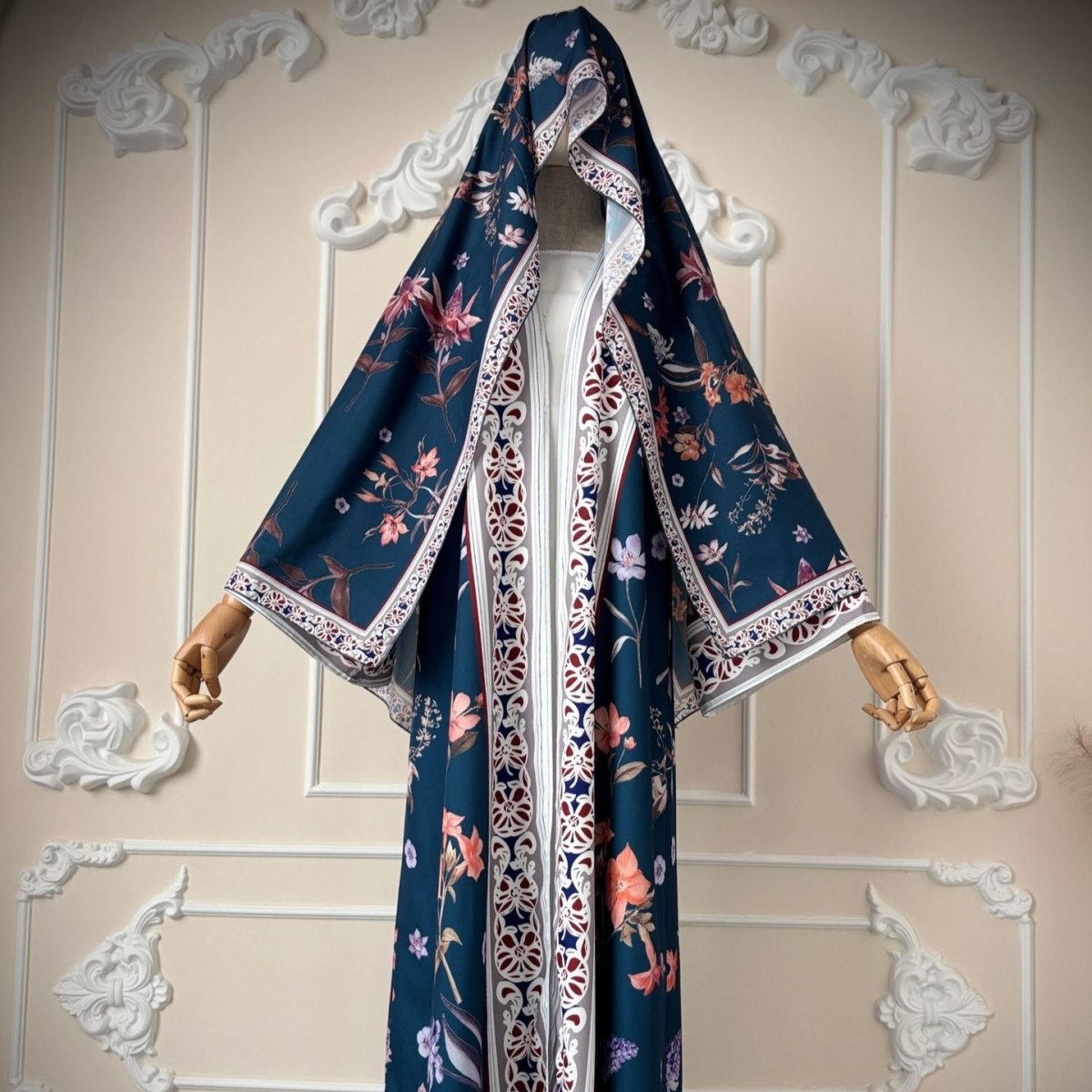 Floral Printed Abaya Set with Hijab (MOA267)