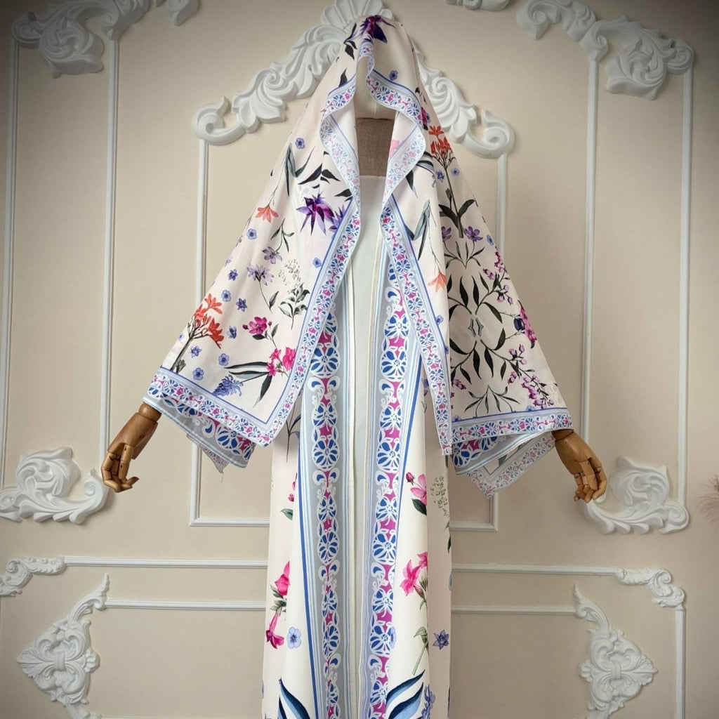 Floral Printed Abaya Set with Hijab (MOA267)