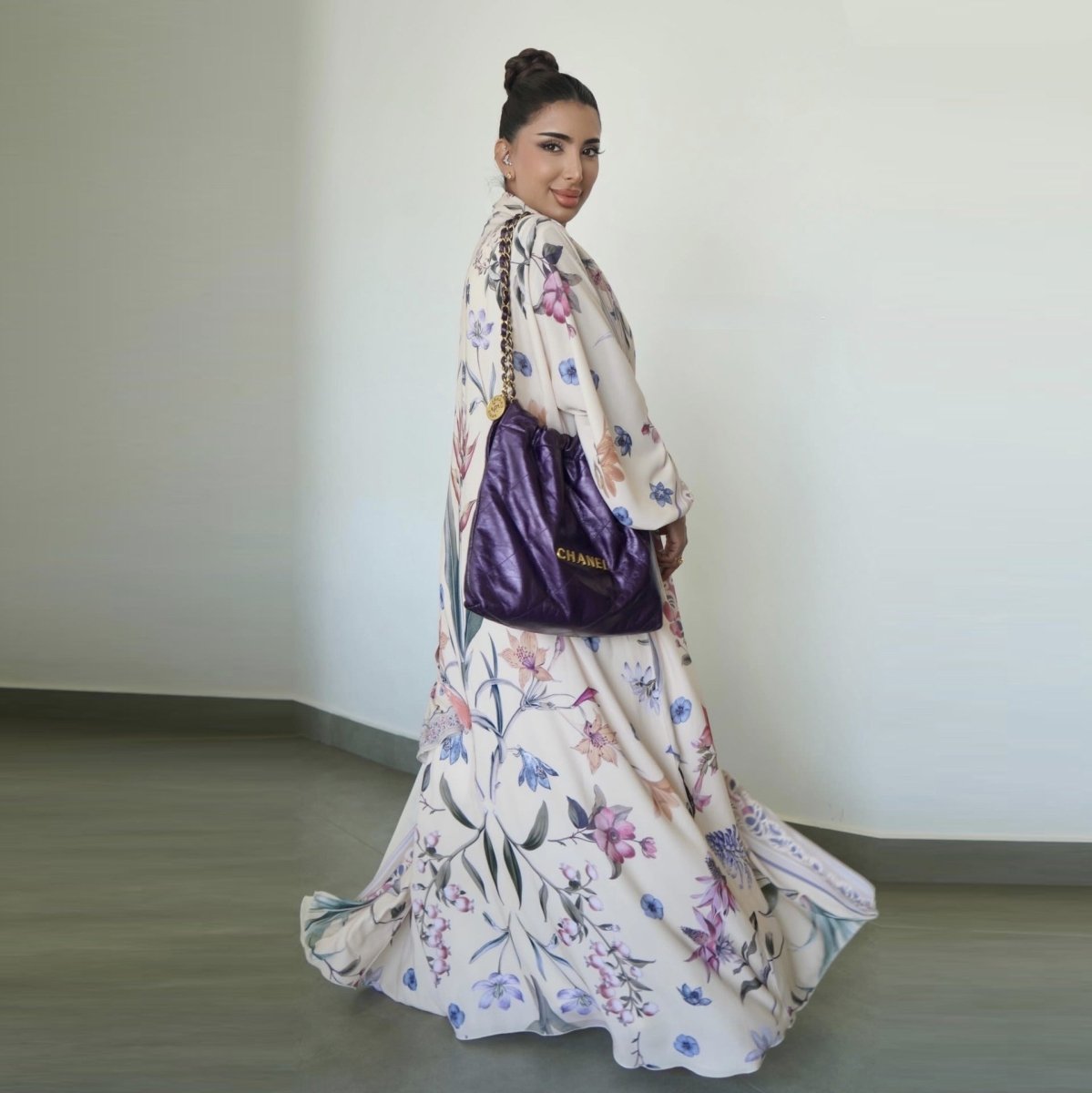 Floral Printed Abaya Set with Hijab (MOA267)