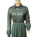 Floral Printer Shirt Dress | Elegant Collar Button-Front Gown Abaya(MA381)