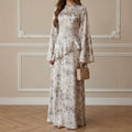 Floral Satin Maxi Dress(MS444)