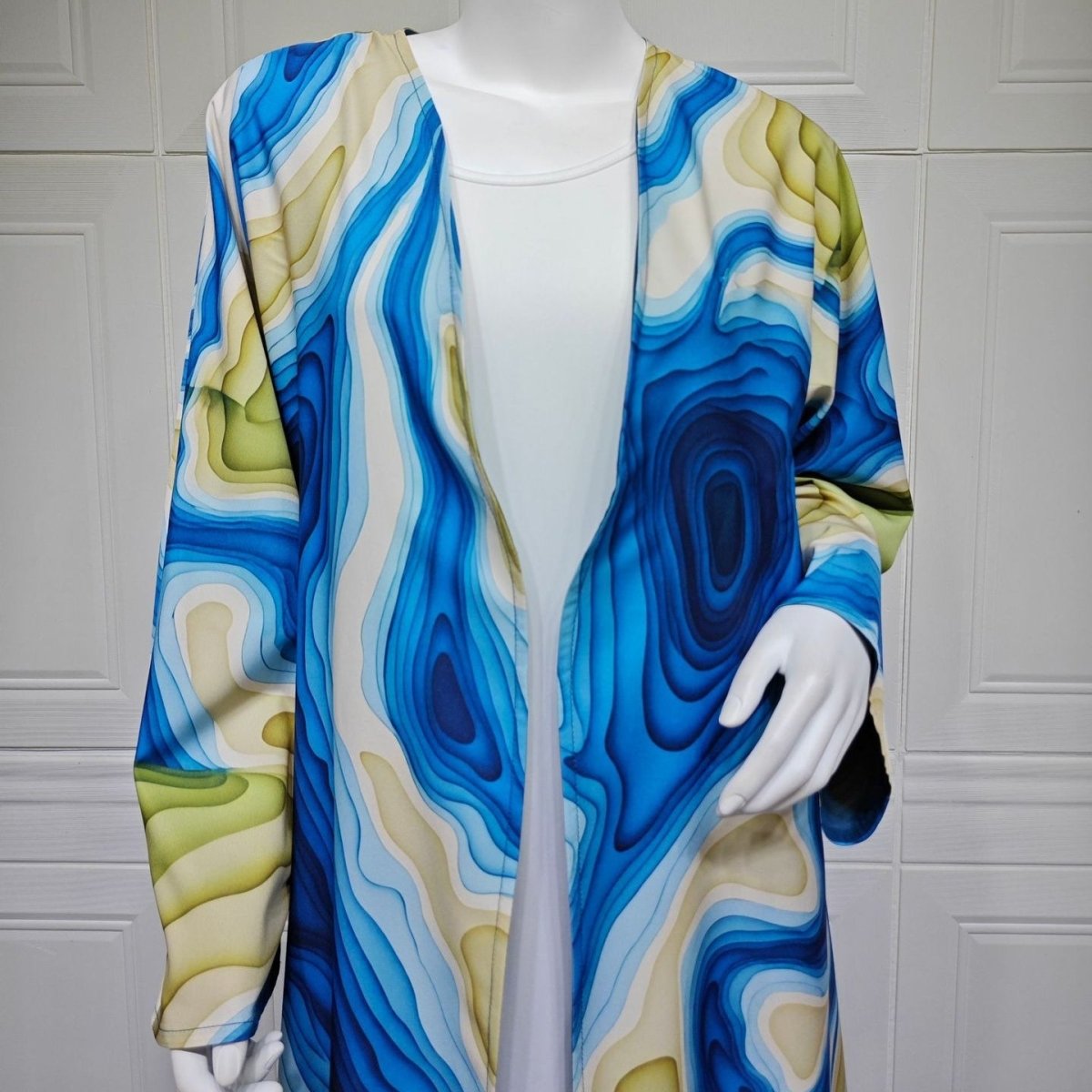 Fluid Topographic Print Open Abaya & Matching Hijab Set(MOA331)