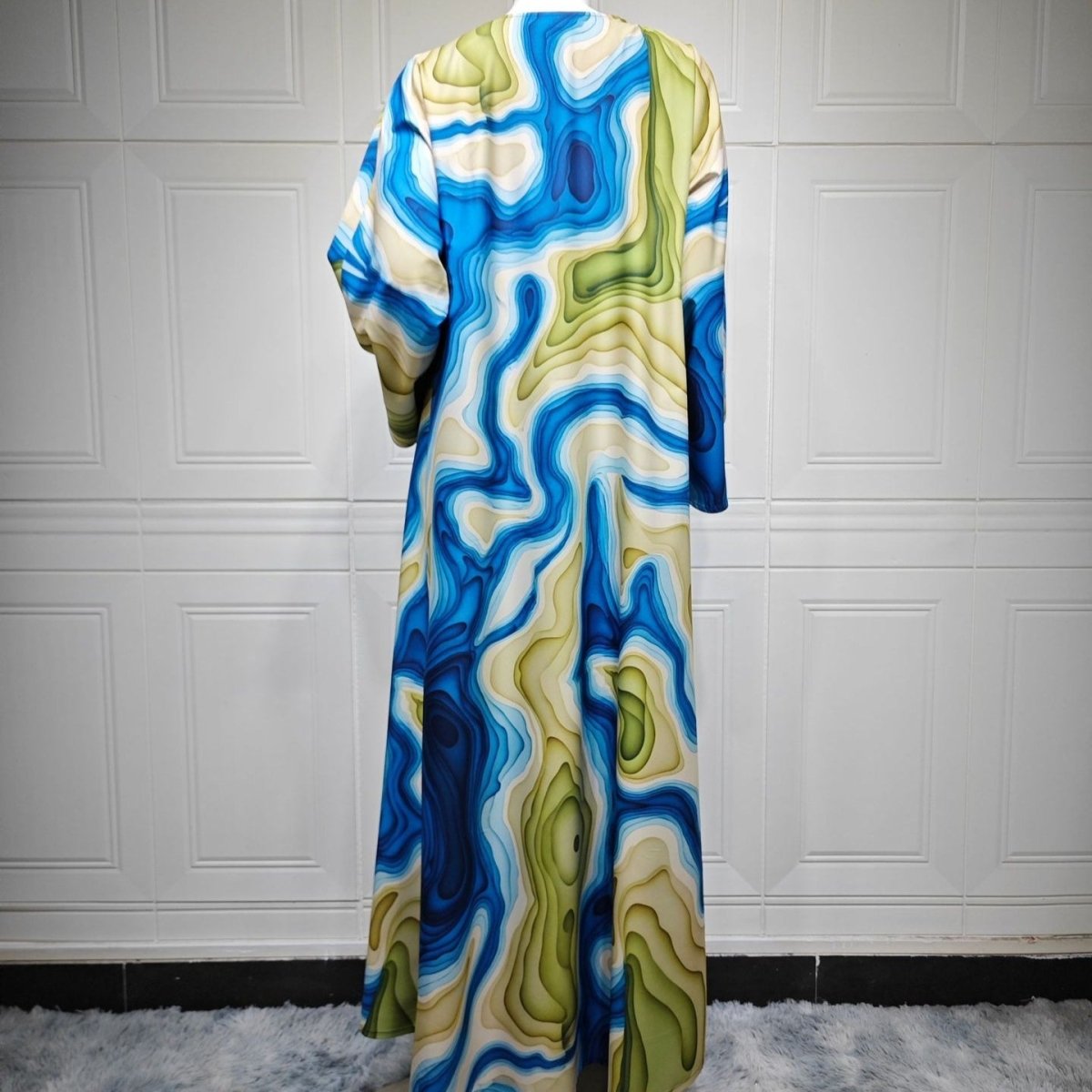 Fluid Topographic Print Open Abaya & Matching Hijab Set(MOA331)