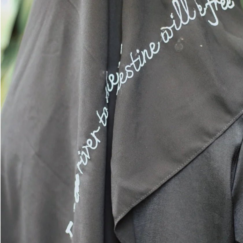 Free Palestine Chiffon Hijab – Cultural Statement Scarf with Arabic Letter Design (MH107）